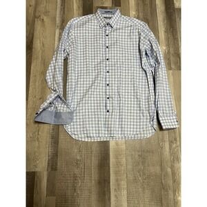 Hammer Made Button Up Shirt Men's 41 / 16 Plaid‎ Blue and white Checkered Cotton